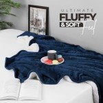 Utopia Bedding Sherpa Blanket Queen Size (Navy, 90x90 Inches) - Soft Lightweight Plush Fleece Reversible Blanket for Bed, Sofa, Couch, Camping and Travel