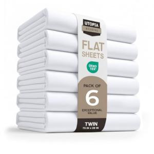 Utopia Bedding Flat Sheets - Pack of 6 - Soft Brushed Microfiber Fabric - Shrinkage & Fade Resistant Top Sheets - Easy Care (Twin, White)