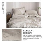 Simple&Opulence 100% Linen Duvet Cover Set with Embroidery Washed - 3 Pieces (1 Duvet Cover with 2 Pillow Shams) with Button Closure Soft Breathable Farmhouse - Linen, King Size
