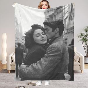 1 Piece of Custom DIY Personalized Photo Blanket for Your Loved One, Flannel Blanket Product - Custom Warm Photos, Soft and Warm, Suitable for Sofa, Bed, Office, Car and Outdoor Travel - All-Season Gift for Men and Women