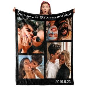 Couple Gifts Custom Blanket with Photos Personalized Flannel Throw Christmas Blankets Gifts for Boyfriend Girlfriend