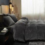 SE SOFTEXLY Velvet Duvet Cover Queen Size, Soft Flannel Duvet Cover 3Pcs Solid Breathable Silky Velour Comforter Cover, Luxury Cozy Winter Duvet Cover Set with 2 Pillowcases, 90" x 90", Charcoal Grey