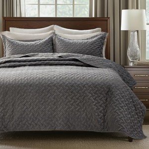 Bedsure Quilts King Size - Lightweight Bedspreads King Size with Basket Weave Pattern, Soft Quilt Bedding Set, Grey Comforter Set Coverlet for All Seasons with 2 Pillow Shams