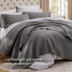 Bedsure Quilts King Size - Lightweight Bedspreads King Size with Basket Weave Pattern, Soft Quilt Bedding Set, Grey Comforter Set Coverlet for All Seasons with 2 Pillow Shams
