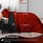 downluxe King Size Comforter Set - Red and Black King Comforter, Soft Bedding Sets for All Seasons - 3 Pieces - 1 Comforter (104"x92") and 2 Pillow Shams(20"x36")