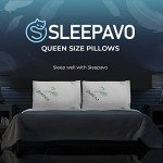 Memory Foam Pillows Queen Size Set of 2 - Cooling Bed Pillows for Sleeping - Back, Stomach, Side Sleeper Firm, Comfy Cool Shredded - 2 Pack, Rayon Derived from Bamboo