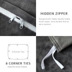 SE SOFTEXLY Velvet Duvet Cover Queen Size, Soft Flannel Duvet Cover 3Pcs Solid Breathable Silky Velour Comforter Cover, Luxury Cozy Winter Duvet Cover Set with 2 Pillowcases, 90" x 90", Charcoal Grey