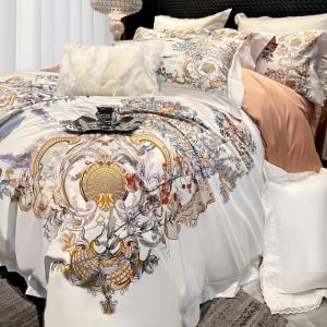 Italian Luxury Egyptian Long-Staple Cotton Bedding Set - 100% Cotton European Digital Print Bed Sheets Elegant Duvet Cover Sets