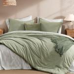 Monbix Queen Comforter Set - 7 Pieces Olive Green Prewashed Bed in a Bag Queen Bedding Sets with Comforters, All Seasons Ultra Soft Comforter Bed Set with Sheets,Pillowcases & Shams