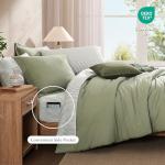 Monbix Queen Comforter Set - 7 Pieces Olive Green Prewashed Bed in a Bag Queen Bedding Sets with Comforters, All Seasons Ultra Soft Comforter Bed Set with Sheets,Pillowcases & Shams