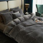 SE SOFTEXLY Velvet Duvet Cover Queen Size, Soft Flannel Duvet Cover 3Pcs Solid Breathable Silky Velour Comforter Cover, Luxury Cozy Winter Duvet Cover Set with 2 Pillowcases, 90" x 90", Charcoal Grey