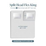 Bare Home Split Head Flex King Sheet Set - 1800 Ultra-Soft Microfiber Bed Sheets - Double Brushed - Deep Pockets - Easy Fit - 4 Piece Set - FlexTop Bedding Sheets (Grey)