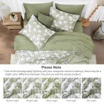 BLOOMHAVEN Queen Comforter Set -7 Pieces Sage Green Floral Comforter Set for All Seasons, Bed in a Bag Queen with Botanical Flowers Comforter, Sheets, Pillowcases & Shams
