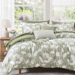 BLOOMHAVEN Queen Comforter Set -7 Pieces Sage Green Floral Comforter Set for All Seasons, Bed in a Bag Queen with Botanical Flowers Comforter, Sheets, Pillowcases & Shams