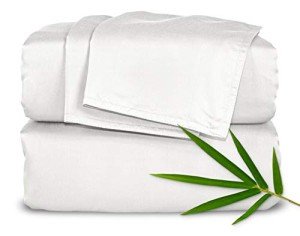 Queen Sheets by Pure Bamboo, Genuine 100% Organic Viscose Derived from Bamboo Bed Sheet Set, Luxuriously Soft & Cooling, Double Stitching, Lifetime Quality Promise (Queen, White)