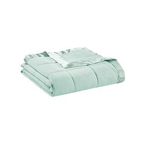 Madison Park Windom Down Alternative Blanket, Premium 3M Scotchgard Moisture Wicking Treatment, Lightweight and Soft Bed Cover For All Season, Satin Trim, Seafoam Full/Queen