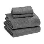 Amazon Basics 4 Piece Bed Sheets Set, 100% Cotton Jersey, Includes Super Soft, Flat and Fitted Sheets, Pillowcase, King, Dark Gray, Solid