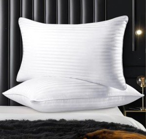 Qnoon Pillows King Size Set of 2, Hotel Collection Bed Pillows for Sleeping, Gusseted Pillow for Back, Stomach or Side Sleepers(Pure White)