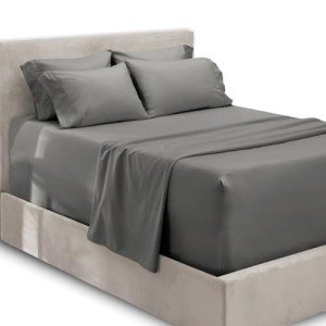 Hearth & Harbor Extra Deep Pocket King Size Sheets Sets - Fits Mattress 18-24 Inches - 6 Piece King Size Sheets - Grey Sheets