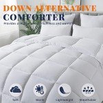 Cosybay Down Alternative Comforter (White, King) - All Season Soft Quilted King Size Bed Comforter - Duvet Insert with Corner Tabs - Winter Summer Warm Fluffy, 102x90 inches