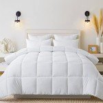 Cosybay Down Alternative Comforter (White, King) - All Season Soft Quilted King Size Bed Comforter - Duvet Insert with Corner Tabs - Winter Summer Warm Fluffy, 102x90 inches