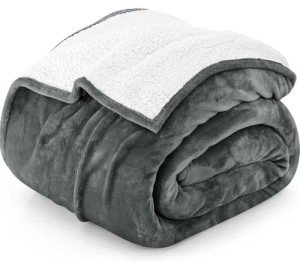 Utopia Bedding Sherpa Blanket Full Size (Grey, 90x84 Inches) - Soft Lightweight Plush Fleece Reversible Blanket for Bed, Sofa, Couch, Camping and Travel