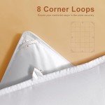 DOWNSTORIA Feather Down Fiber Comforter Queen Size, Ultra Soft 100% Cotton Duvet Insert, Luxurious Hotel Collection White Bedding Comforters, All Season Medium Warmth 90 x 90 Inch.