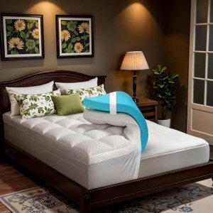 Dual Layer Memory Foam Mattress Topper for Pain Relief with 2X Support, 2" Fluffy Pillow Top Full Mattress Topper Plus 2" Odor-Free Cooling Gel Memory Foam Ultra Comfort Mattress Pad Cover