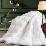 WhatsBedding Feather Down Fiber Comforter Queen Size, 100% Cotton Duvet Insert for All Season, Hotel Collection, 8 Corner Loops, 90x90In, Gold Piping