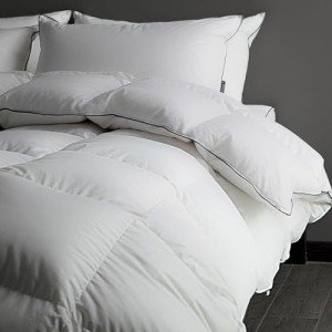 HYVIF Luxury Heavyweight Feathers Down Fiber Comforter King Size - High Fill Power Hotel-Style Thicker Winter Duvet Insert for Cold Weather/Sleepers, Fluffy and Warmth - Solid White, King 90 X 106”