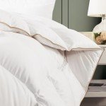 WhatsBedding Feather Down Fiber Comforter Queen Size, 100% Cotton Duvet Insert for All Season, Hotel Collection, 8 Corner Loops, 90x90In, Gold Piping