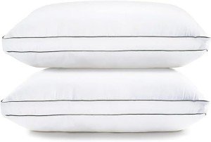 LANE LINEN Standard Pillows Set of 2 (20"x26") - Soft Gusseted Pillow for Back, Stomach or Side Sleepers - Hotel Quality Down Alternative Bed Pillows Standard Size Set of 2 - White