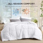 Bedsure Comforters Queen Size - Duvet Insert Contrast GentleSoft™ Down Alternative Comforter Quilted All Season Duvet with 8 Tabs, Machine Washable, Gifts for Women, White, Queen 88 x 88 Inches