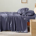 Bedsure Cooling Sheets for Full Size Bed, Viscose Derived from Bamboo, Deep Pocket up to 16", Breathable Soft Bed Sheets & Pillowcases, Dark Grey