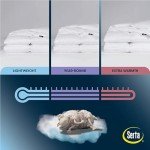 SERTA Down Illusion All Season Hypoallergenic Down Alternative Comforter with Corner Loops, King/Cal King, White