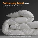 HYVIF Luxury Heavyweight Feathers Down Fiber Comforter King Size - High Fill Power Hotel-Style Thicker Winter Duvet Insert for Cold Weather/Sleepers, Fluffy and Warmth - Solid White, King 90 X 106”