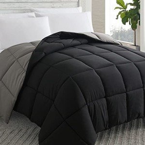 Cosybay Down Alternative Comforter (Black/Grey, Twin) - All Season Soft Quilted Twin Size Bed Comforter - Duvet Insert with Corner Tabs -Winter Summer Warm Fluffy, 64x88 inches