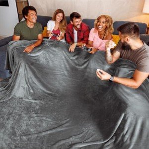 Bedsure Oversized King Big Blanket 120"x120" - Extra Soft Large Throw Blankets for Bed, Sofa, Couch, Travel, Camping, Warm Fleece Blanket for Party in Winter 10x10, Dark Grey