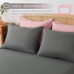 Cosybay Bed in a Bag Queen Comforter Sets 7pcs All Season Solid Down Alternative Bedding Sets Pink and Grey with Comforter, Pillow Shams, Flat Sheet, Fitted Sheet and Pillowcases