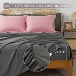 Cosybay Bed in a Bag Queen Comforter Sets 7pcs All Season Solid Down Alternative Bedding Sets Pink and Grey with Comforter, Pillow Shams, Flat Sheet, Fitted Sheet and Pillowcases