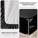 CozyLux Satin Sheets Queen Size - 4 Piece Black Bed Sheet Set with Silky Microfiber, 1 Deep Pocket Fitted Sheet, 1 Flat Sheet, and 2 Pillowcases - Smooth and Soft