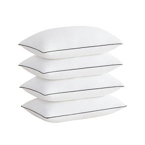 Acanva Cooling Bed Pillows for Sleeping, Luxury Hotel Quality 3D Microfiber Filling with Breathable Cover for Side Back and Stomach Sleepers, Reduces Neck Pain, King (Pack of 4), Black 4 Count