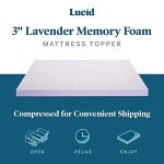 LUCID 3 Inch Lavender Infused Memory Foam Mattress Topper - Ventilated Design - King Size