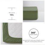 Zzlpp Queen Comforter Set 7 Pieces, Olive Green Seersucker Bed in a Bag with Comforter and Sheets, All Season Bedding Sets with 1 Comforter, 2 Pillow Shams, 2 Pillowcases, 1 Flat Sheet