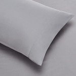 Amazon Basics Full/Queen Comforter Set with Sheets, 7-Piece Gray Calvin Stripe Bedding, Lightweight Microfiber Bed-in-a-Bag, Striped