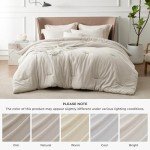 Bedsure Queen Comforter Set - Beige Soft Bedding for All Seasons, Cationic Dyed Bed Set, 3 Pieces, 1 Queen Size Comforter (90"x90") and 2 Pillow Shams (20"x26"+2")