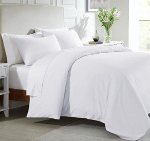 California Design Den Queen Size Duvet Cover Only - Premium 400 Thread Count 100% Cotton Duvet Cover, Soft Sateen Weave, Button Closure and Corner Ties (1 Piece, White, Queen)