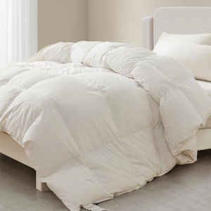 Maple&Stone Feather Down Comforter Twin Size, All Season Duvet Insert with 8 Corner Tabs, 100% Organic Cotton Luxury Hotel Bedding (68 x 90 Inches)
