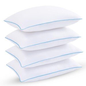 Uniqwamer Bed Pillows for Sleeping 4 Pack - Luxury Hotel Quality Pillows Standard Size Set of 4 - Cooling Pillows with Premium Plush Soft Down Alternative Fill for Back Side Sleepers