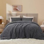 BEDELITE Fluffy King Size Comforter Set - Grey Fleece Soft Comforter for King Size Bed, Luxury Warm Bedding Set for Winter, Fuzzy Bed Set 3 Pieces (1 Comforter, 2 Pillowcases)